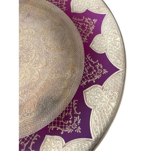 RARE AOFI Porzellan Manufakt Germany Hanging Plate Gold Fuchsia Karlsbader - Picture 5 of 9